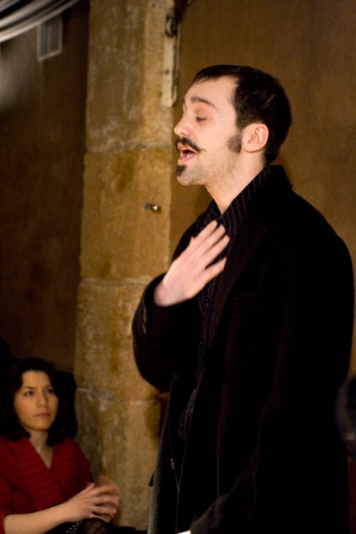 Poet's hand on heart